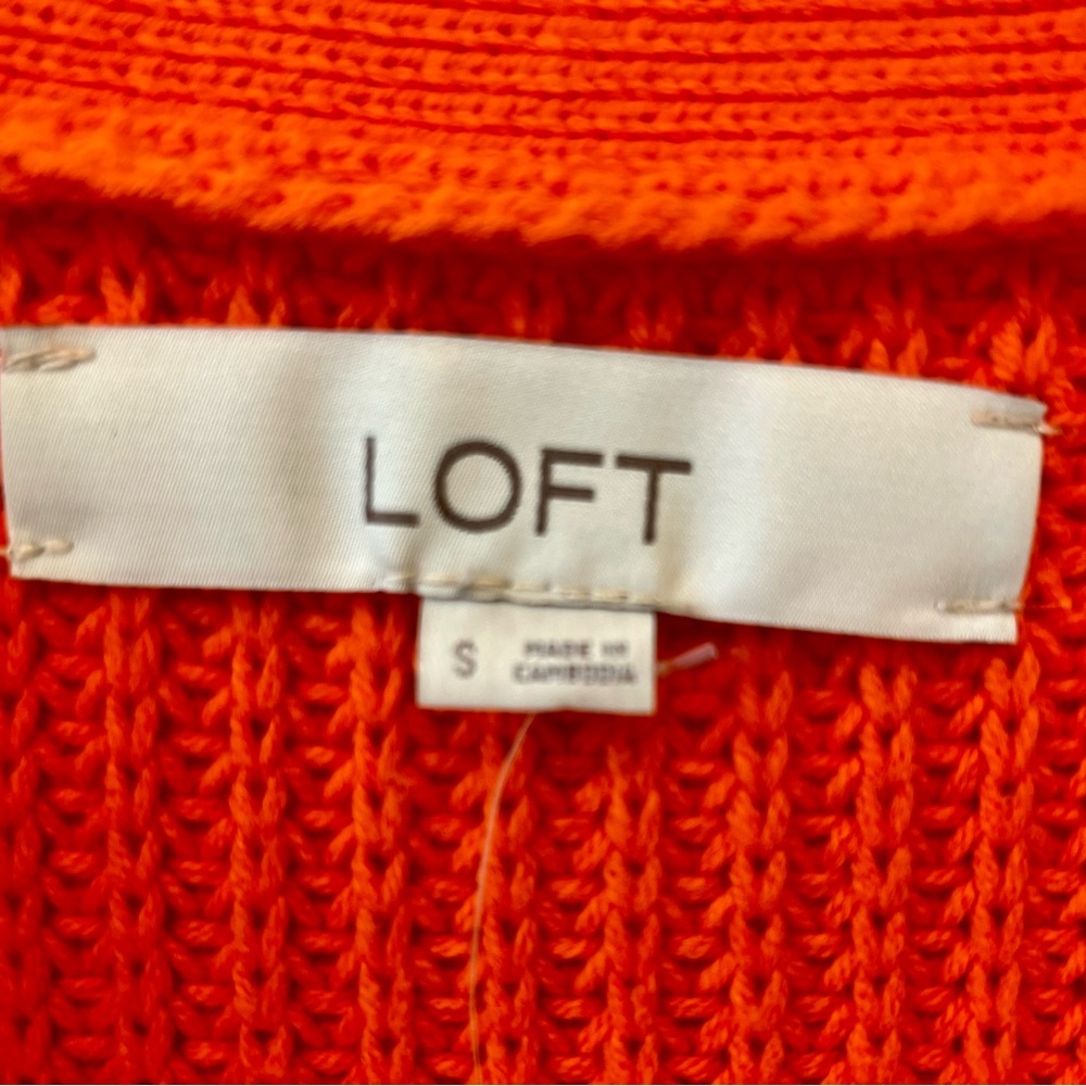 NWT Loft Button Up Knit Cardigan Sweater Orange Women’s Small - Picture 3 of 9